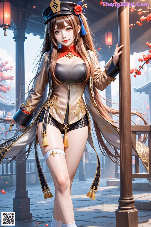 A woman in a chinese costume posing for a picture.